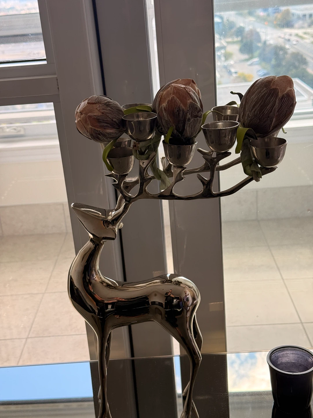 Silver Reindeer Candle Holder