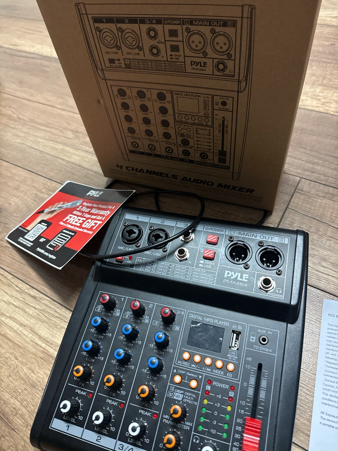 Pyle PMX464 4-Channel Audio Mixer