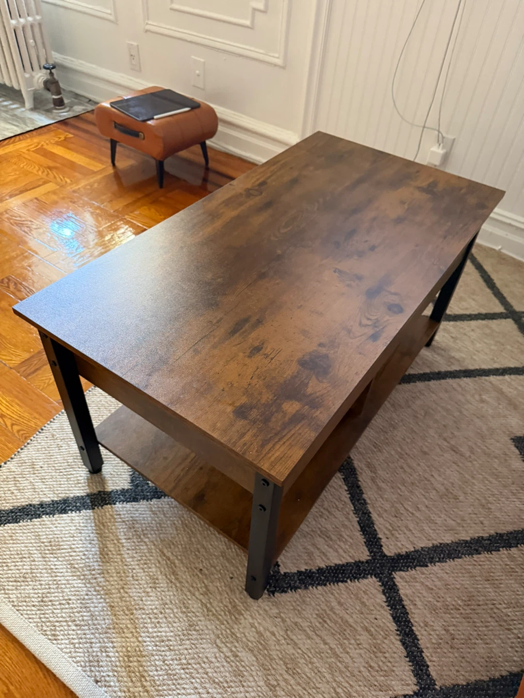 Lift Top Coffee Table with Storage - Brown & Black