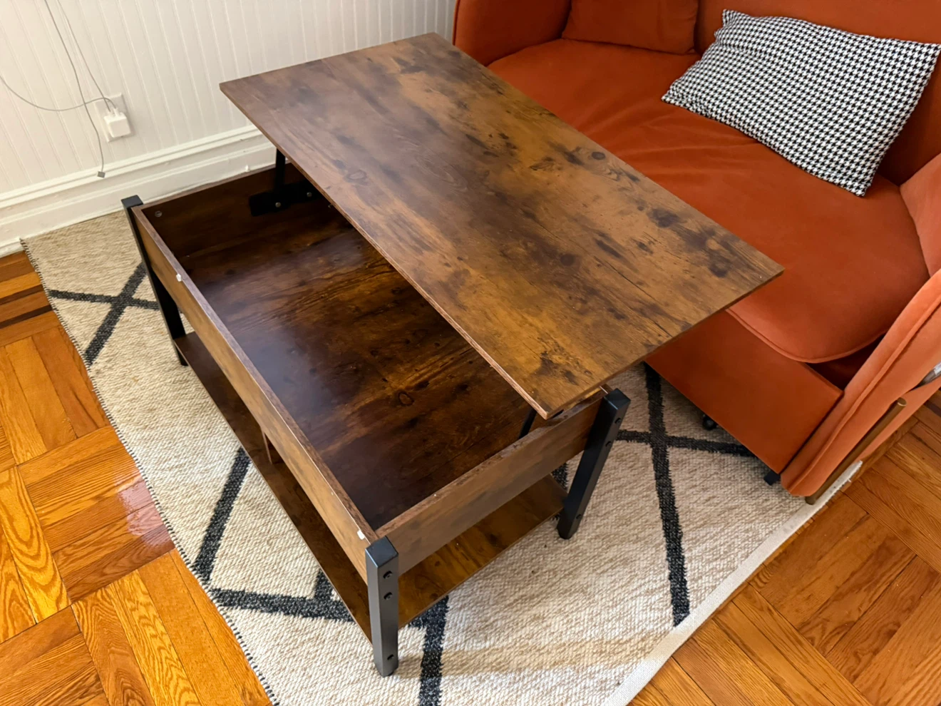Lift Top Coffee Table with Storage - Brown & Black - photo 2
