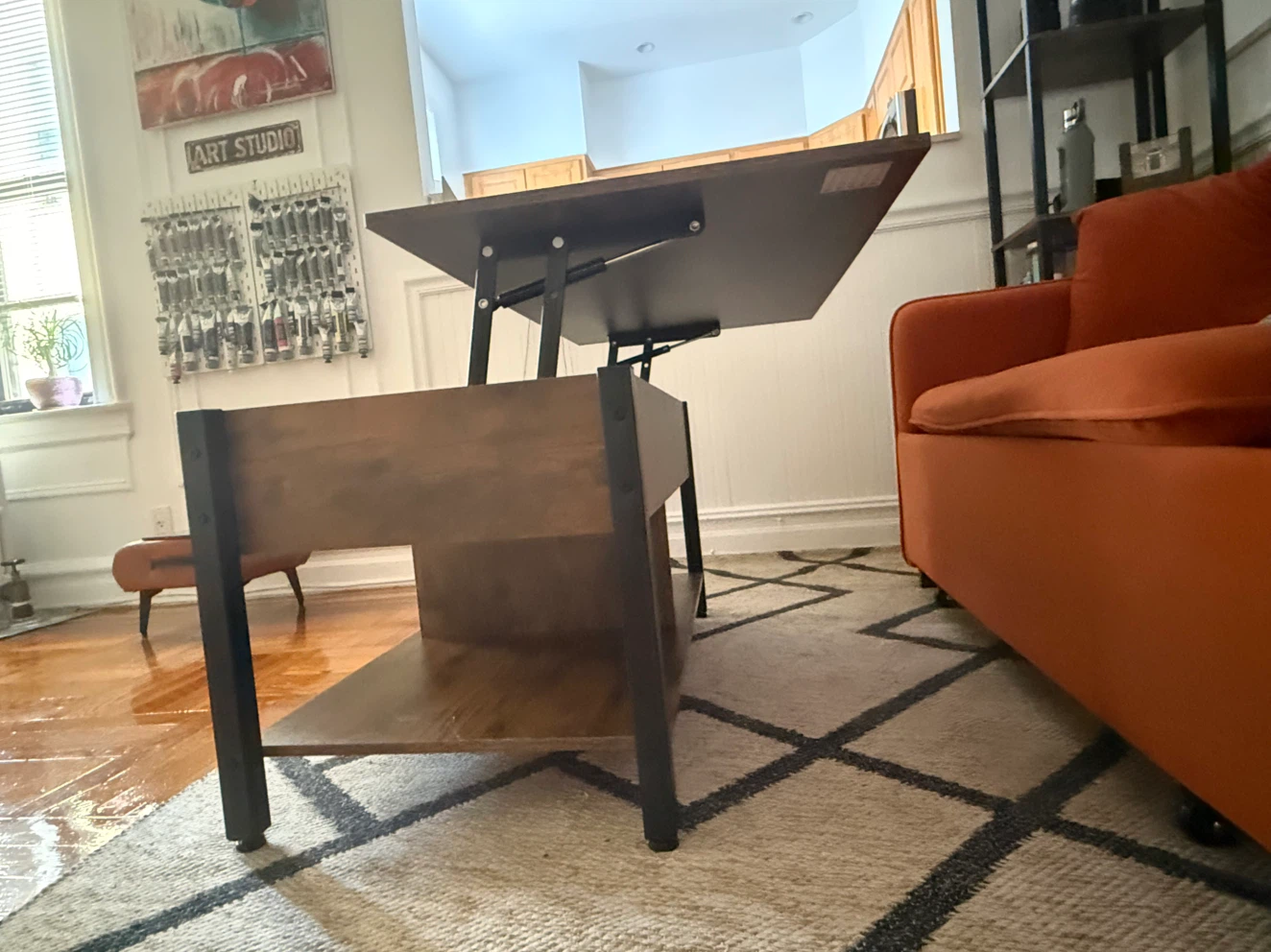 Lift Top Coffee Table with Storage - Brown & Black - photo 3