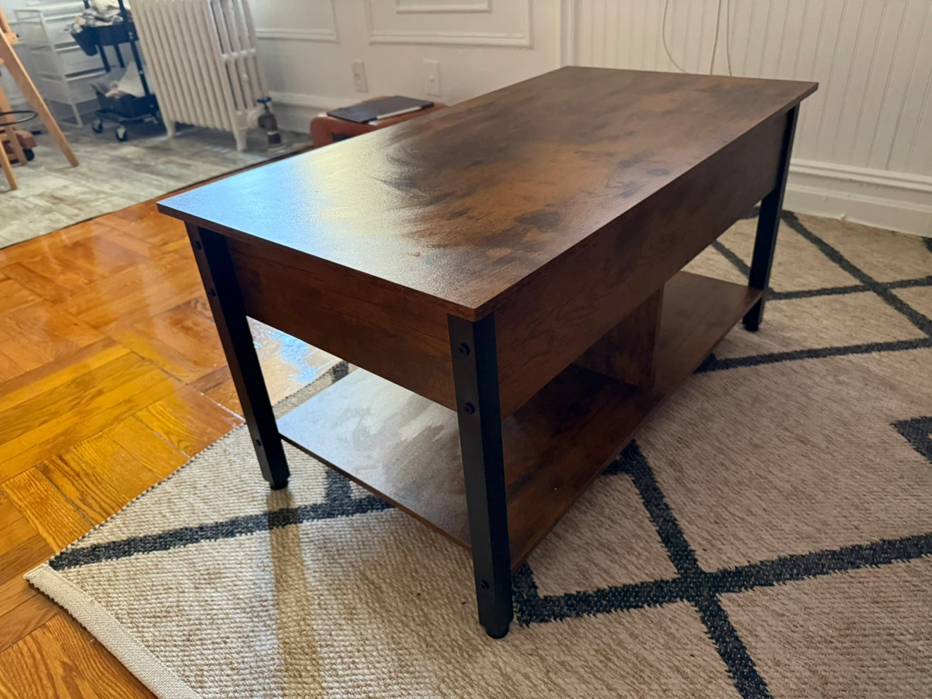 Lift Top Coffee Table with Storage - Brown & Black - photo 4