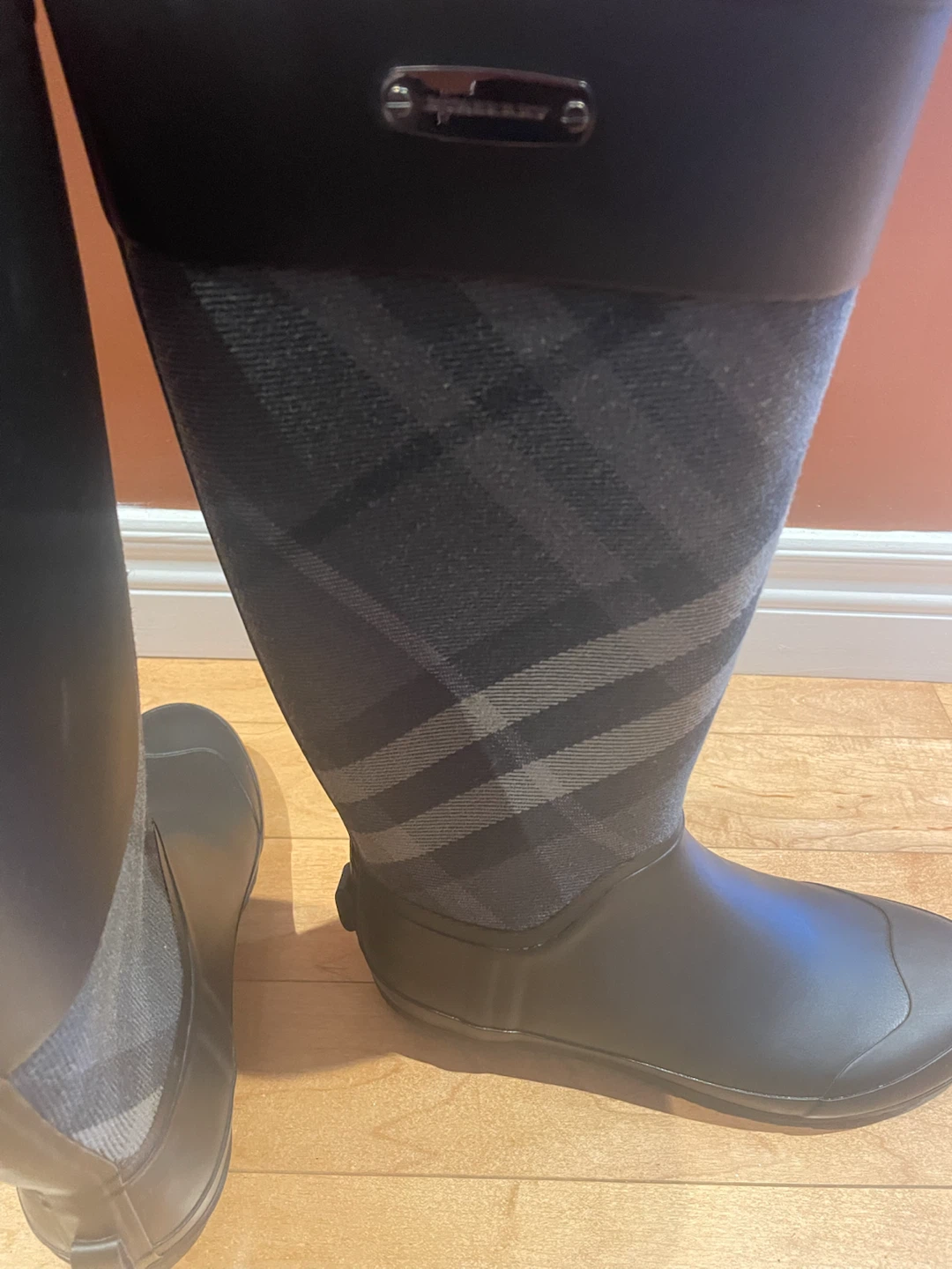 Burberry Black Plaid Rain Boots - photo 5