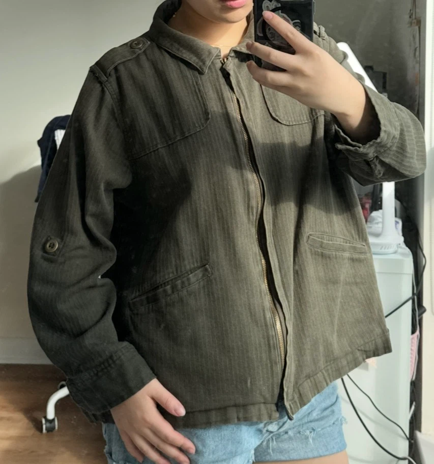 100% cotton olive utility jacket
