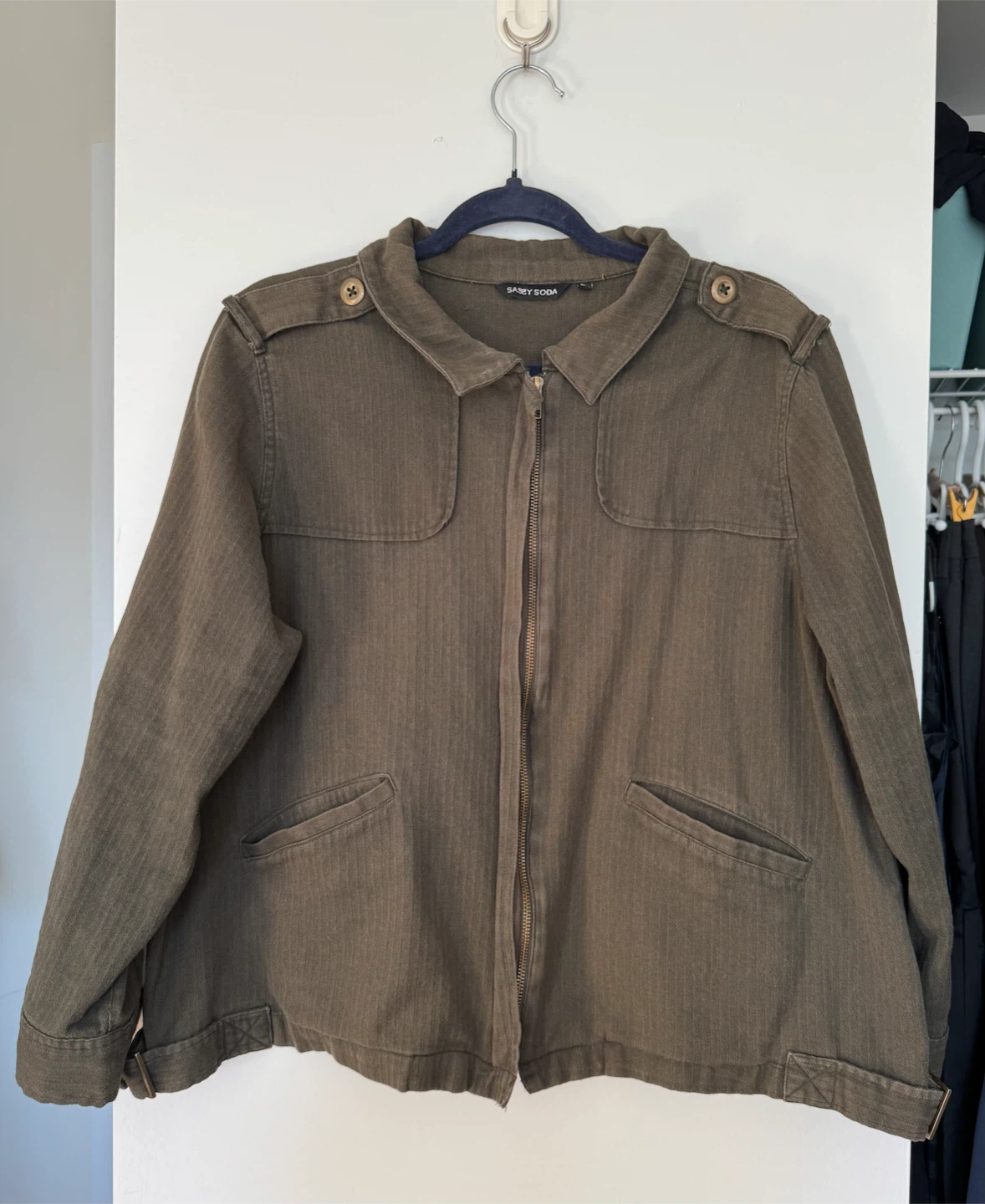 100% cotton olive utility jacket - photo 2