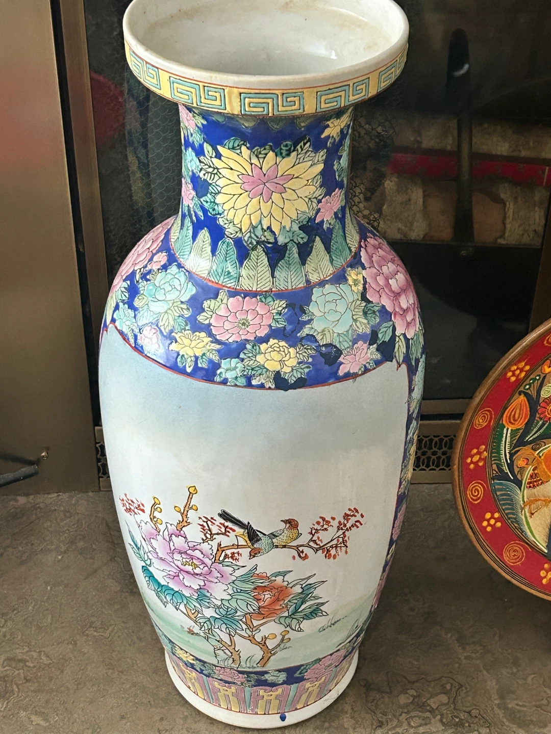 Large Floral Decorative Ceramic Floor Vase