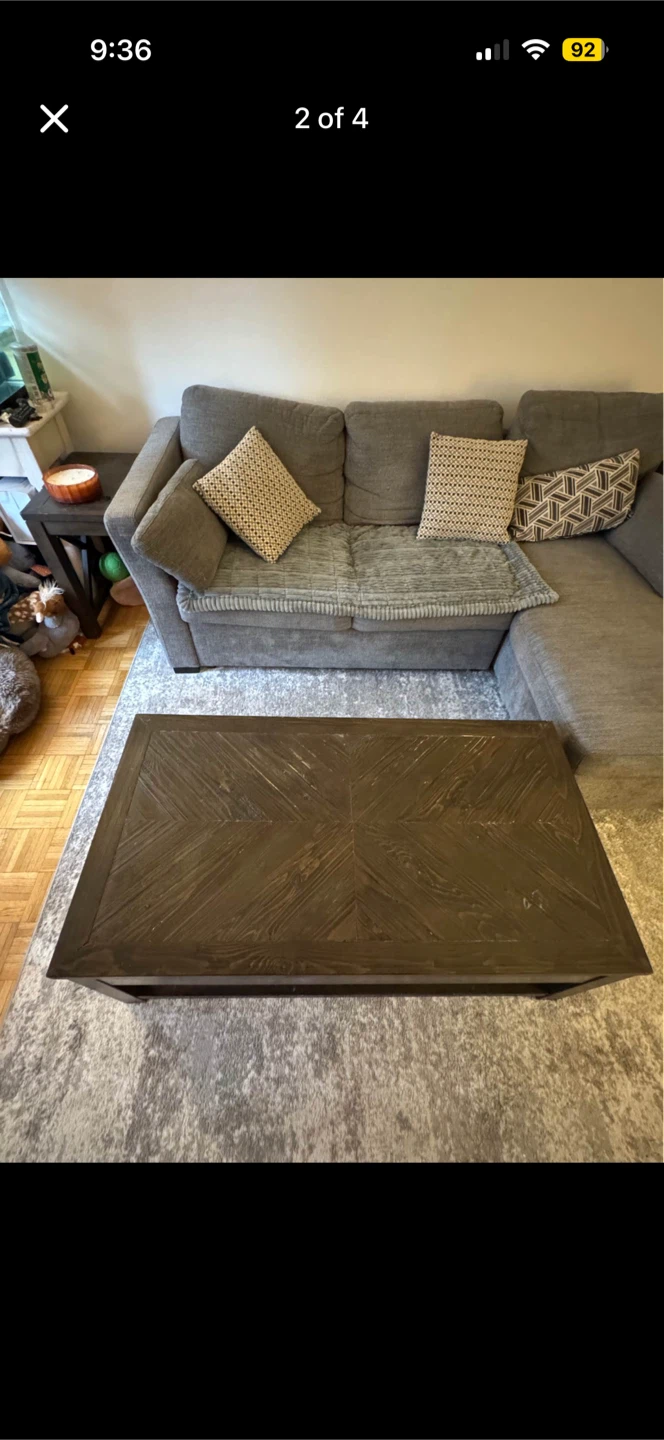 Dark Wood Lift-Top Coffee Table