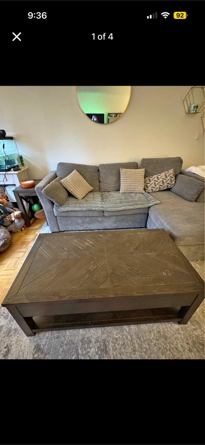 Dark Wood Lift-Top Coffee Table - photo 2