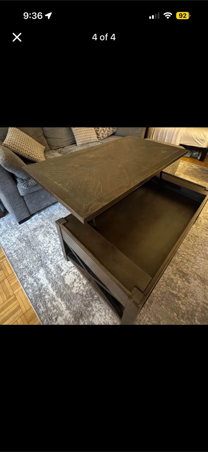 Dark Wood Lift-Top Coffee Table - photo 3
