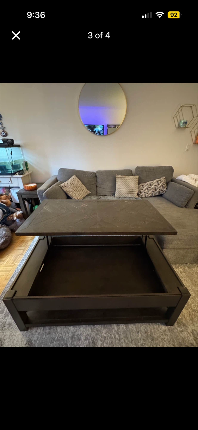 Dark Wood Lift-Top Coffee Table - photo 4