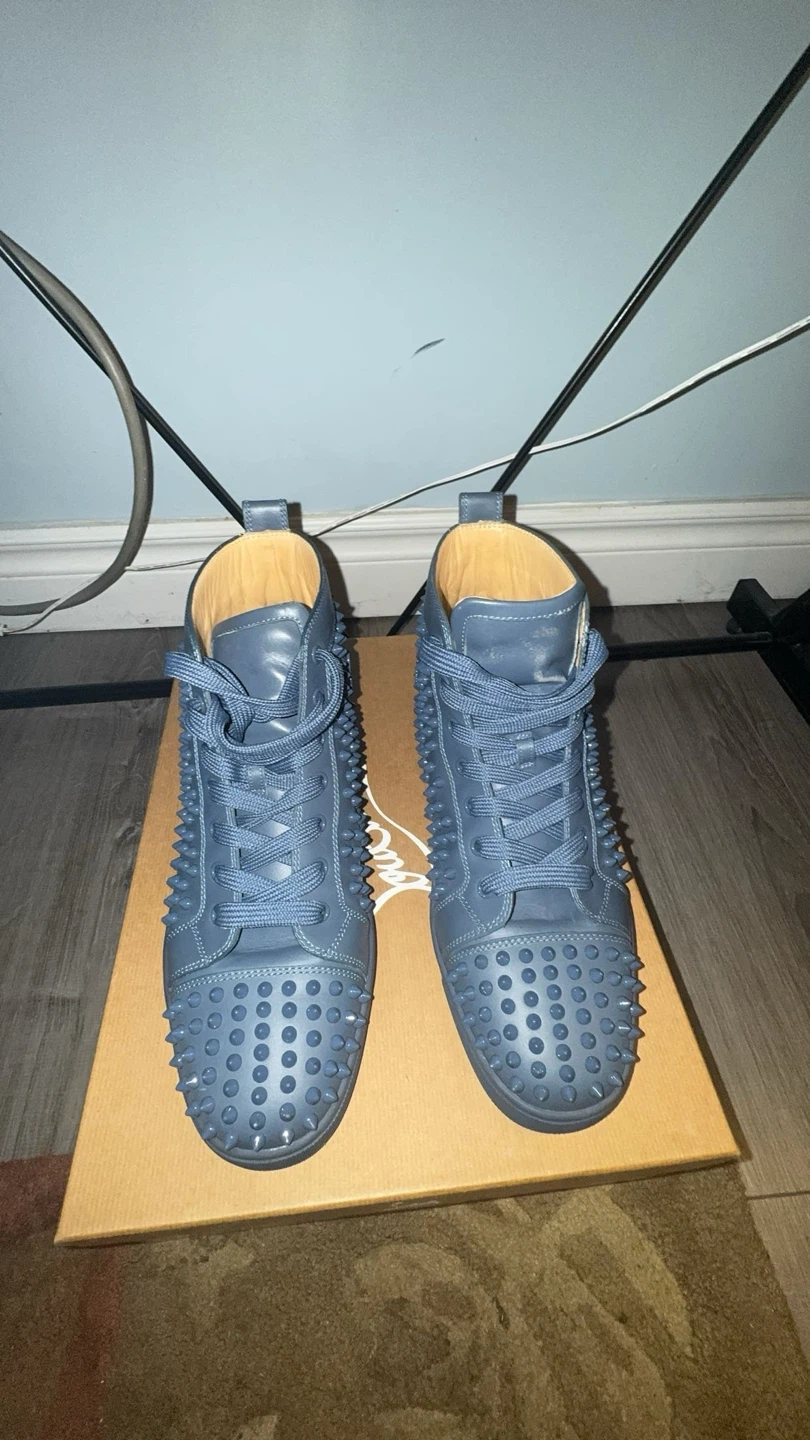 Christian louboutin blue calf spiked