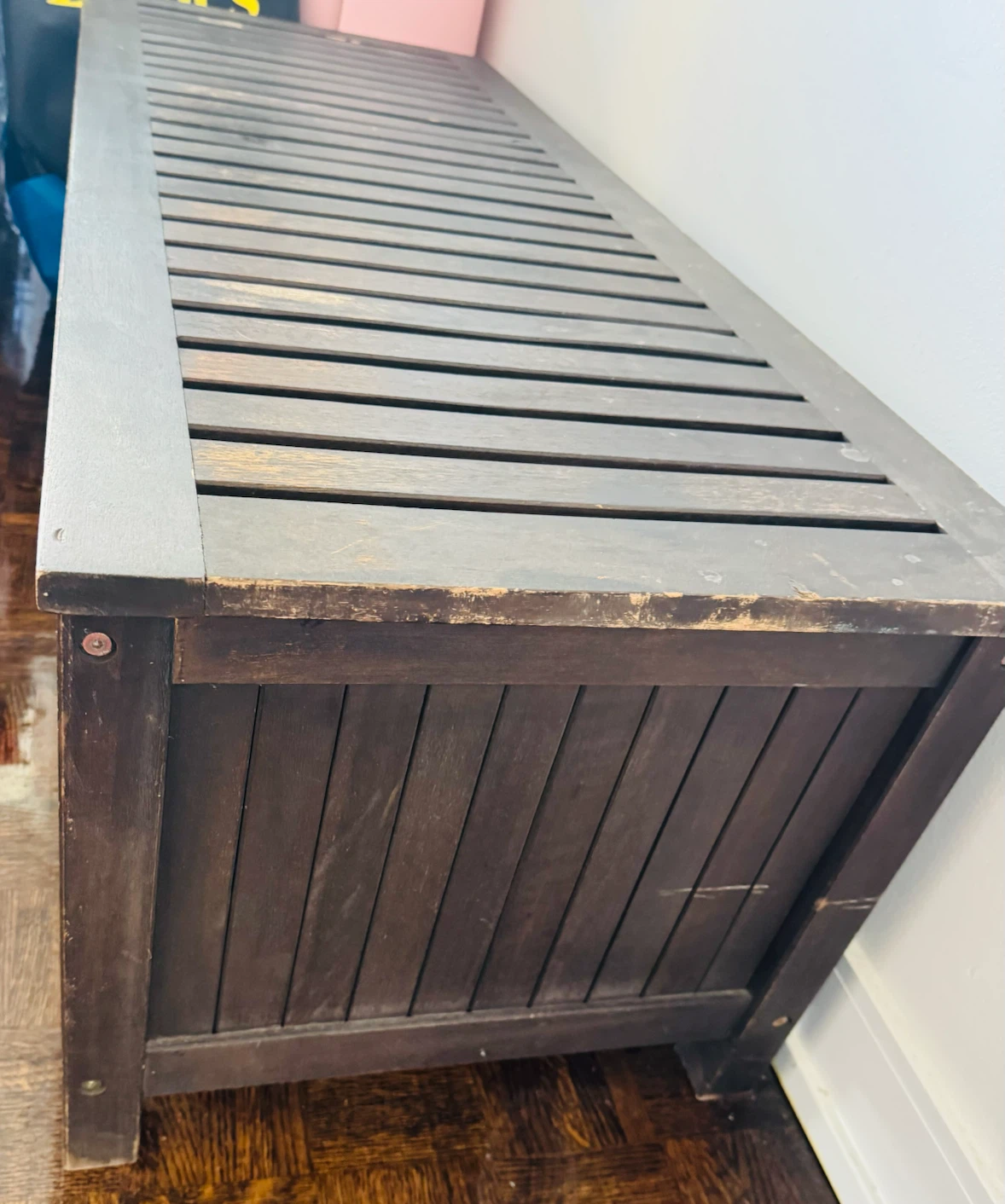 Dark brown wooden storage bench - photo 3