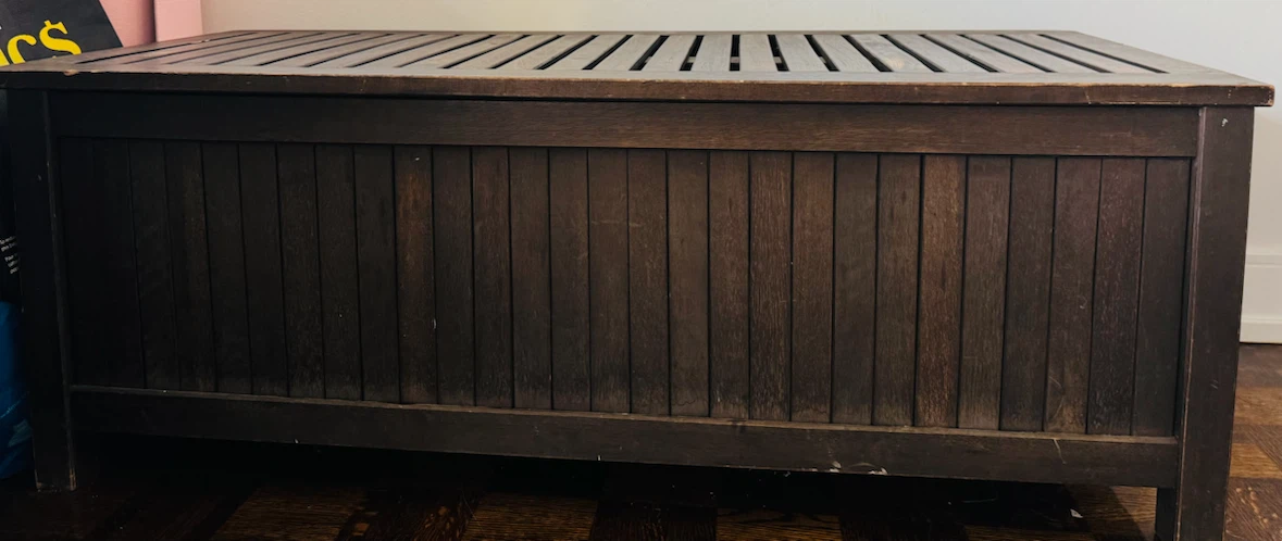 Dark brown wooden storage bench - photo 4