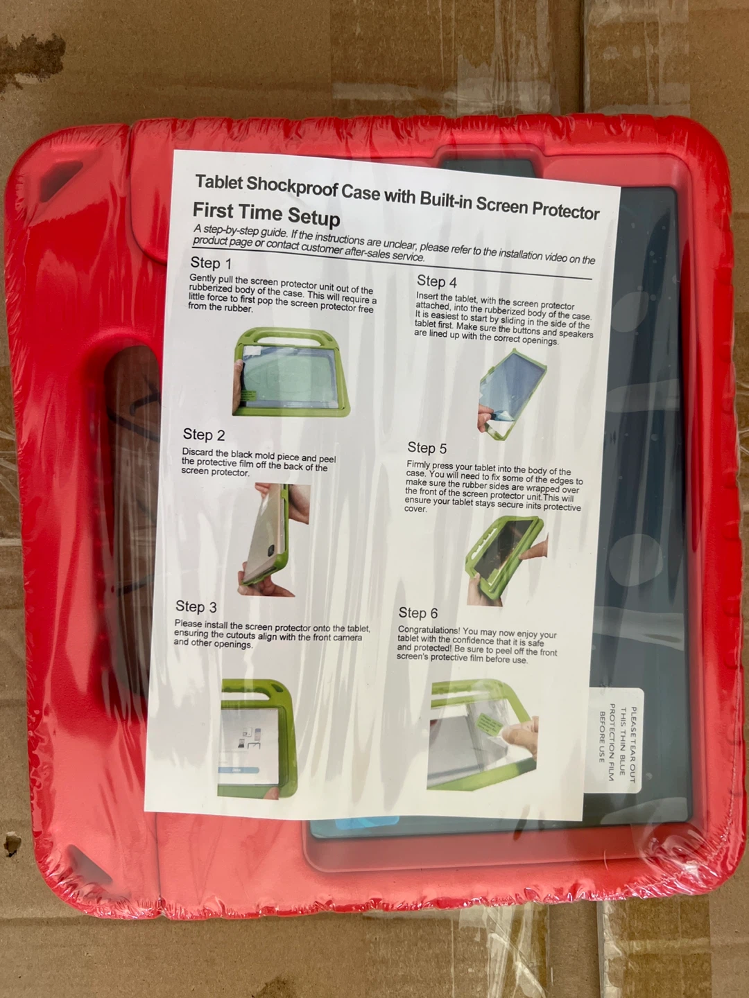 Red Tablet Shockproof Case with Built-in Screen Protector