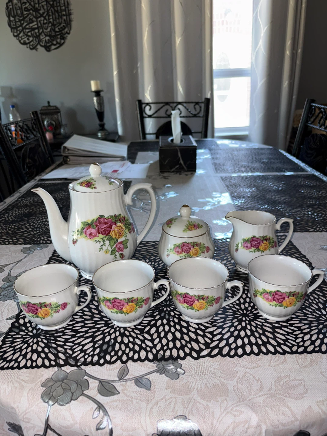 Vintage Regent China English Rose 7-Piece Tea Set - photo 2
