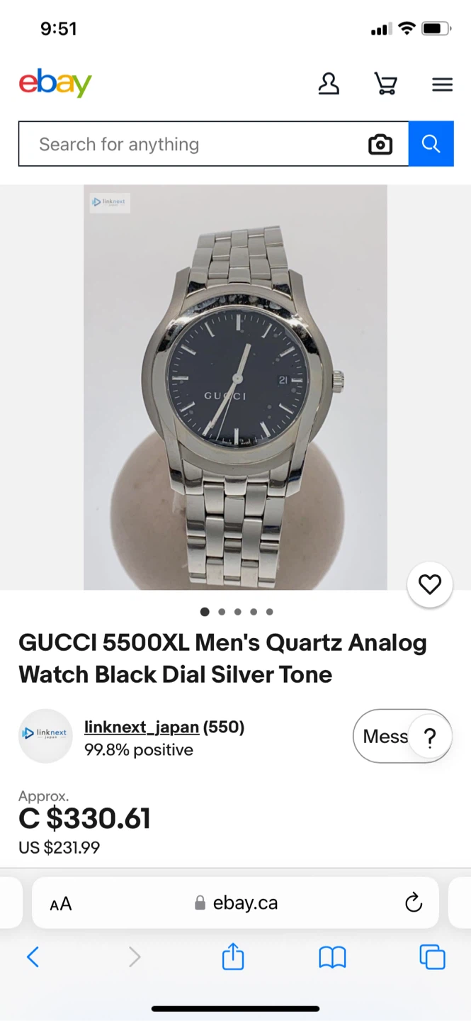 GUCCI 5500XL Men's Quartz Analog Watch