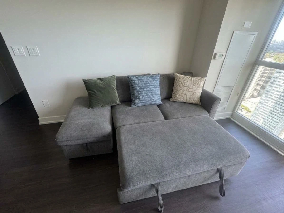 Grey Sectional Sofa with Pull-Out Bed - photo 2