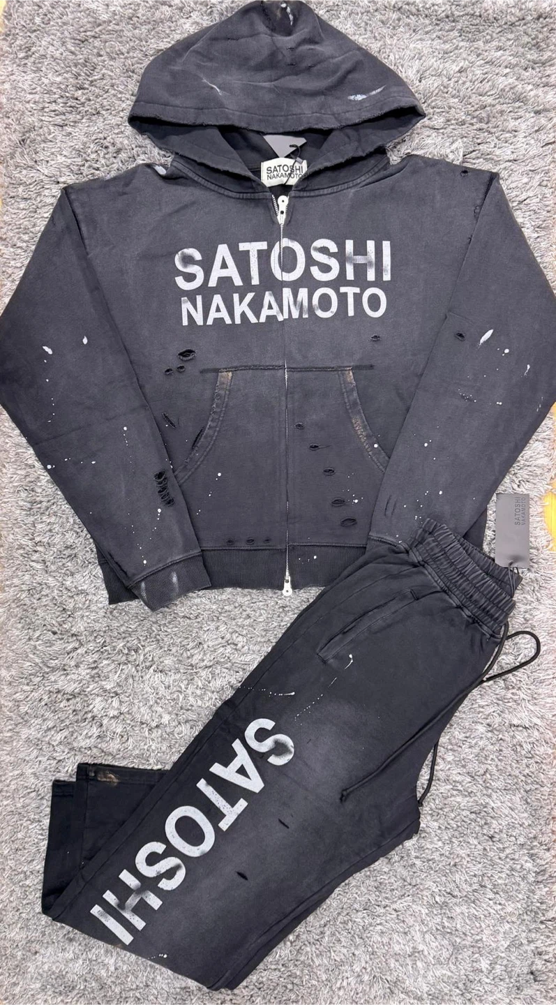 Satoshi Nakamoto Black Hoodie and Sweatpants Set