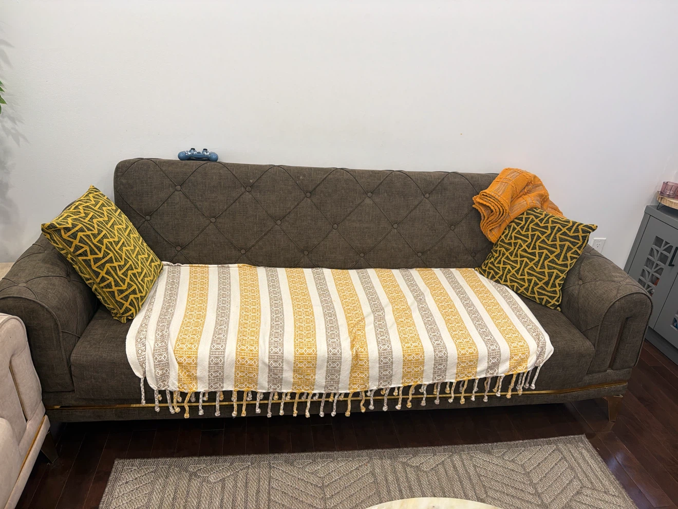 Tufted Sofa with Gold Trim - photo 2