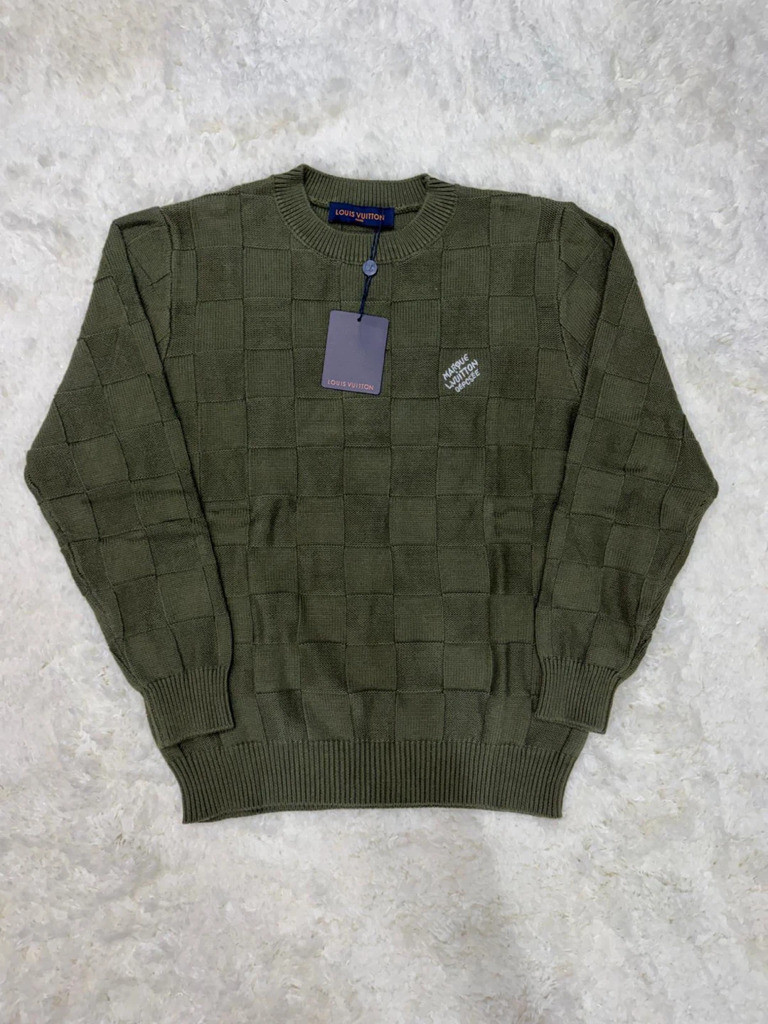 Louis Vuitton Damier Pattern Crewneck Sweater Green