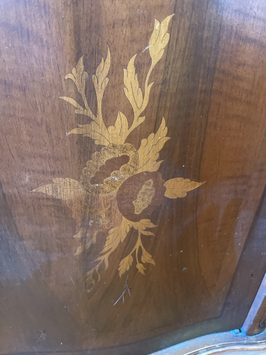 Vintage Wooden Cabinet with Floral Inlay - photo 3