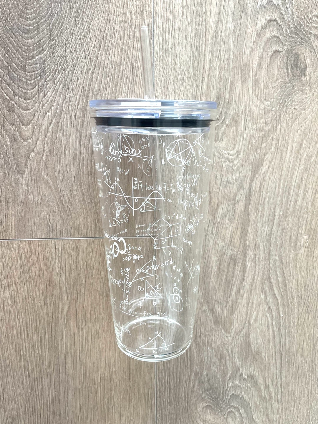 Clear math print tumbler with straw - photo 2