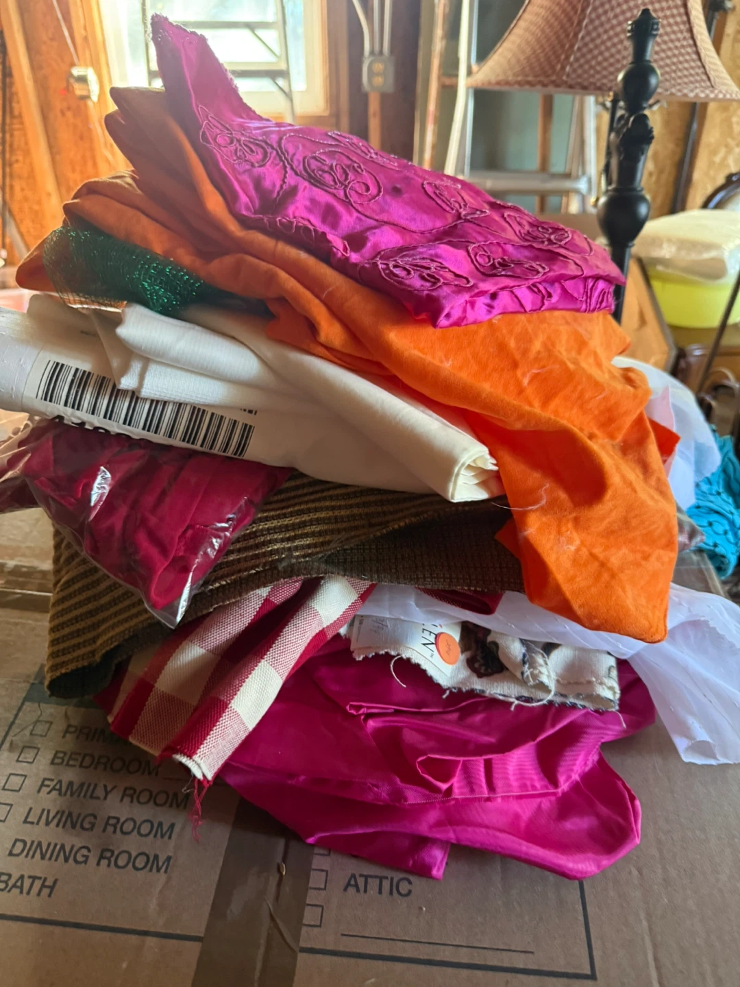 Assorted Fabric Scraps and Textile Remnants