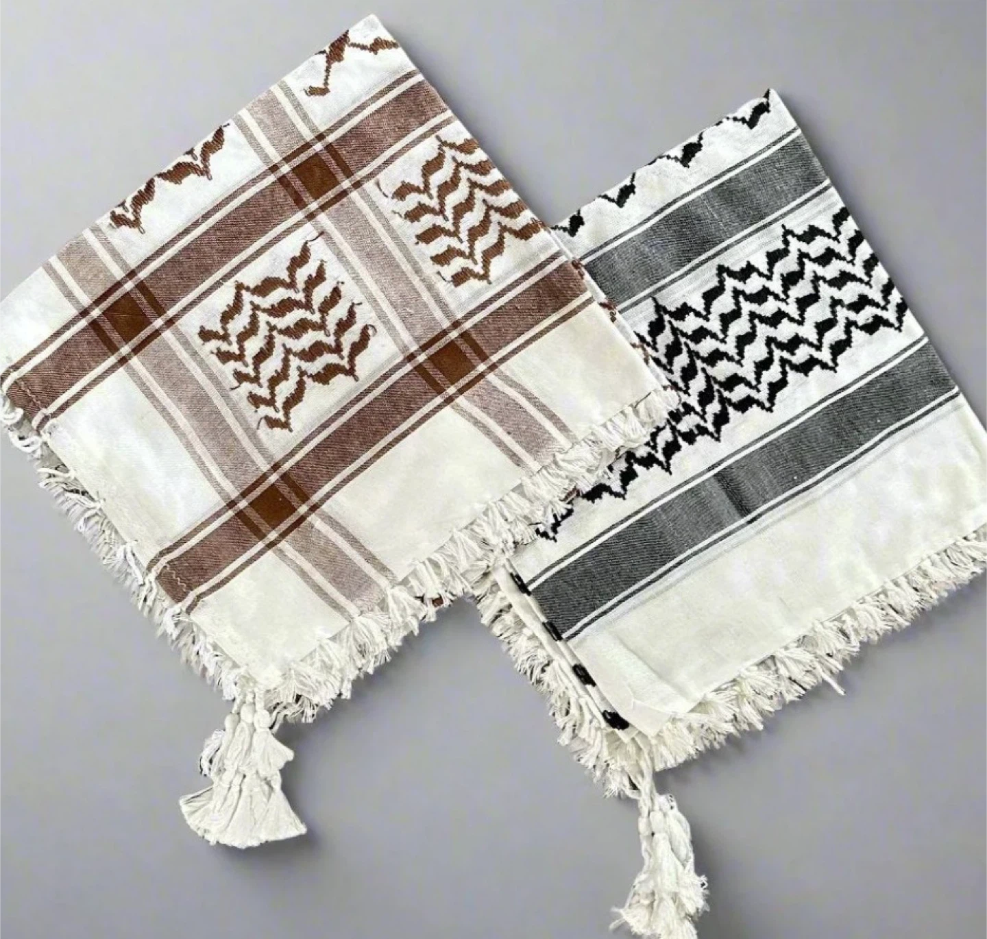 White Keffiyeh Style Scarves - New