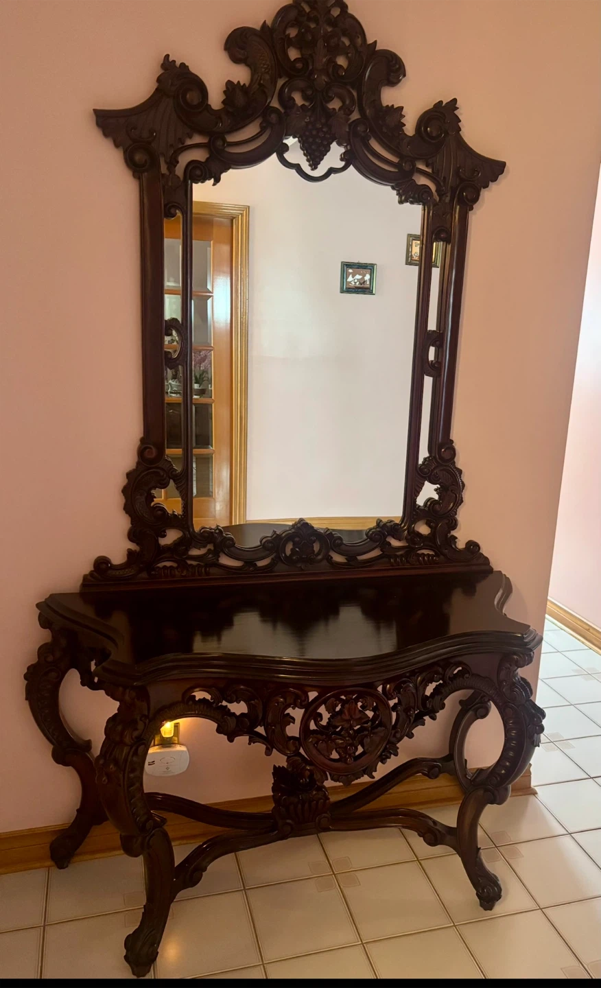 Antique Mahogany Console with Mirror