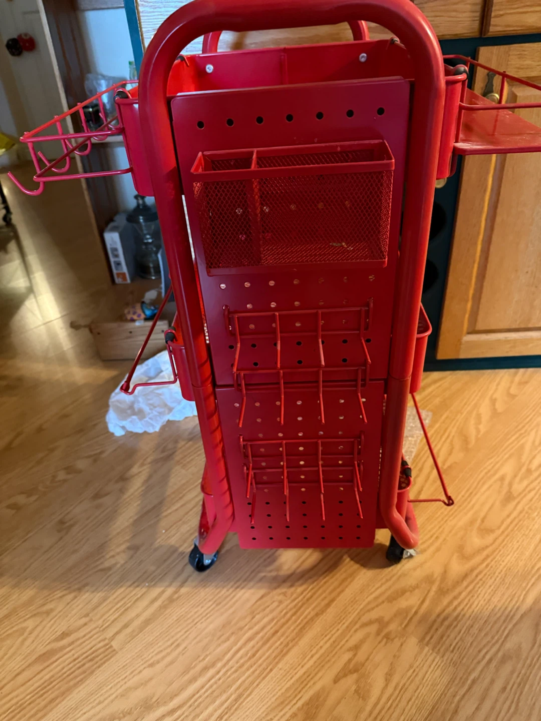 Red Metal Rolling Storage Cart