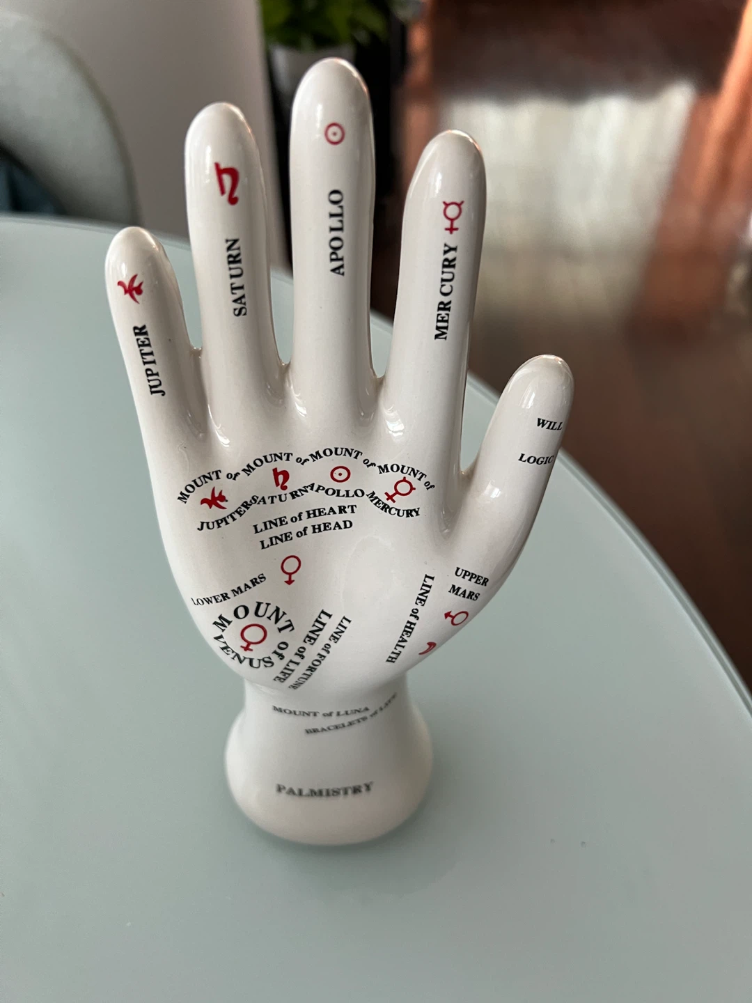 Vintage Ceramic Palmistry Hand Statue