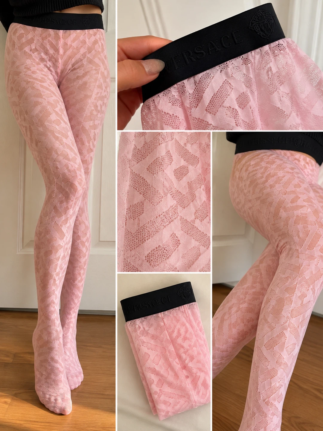 Versace Lace Tights Pink