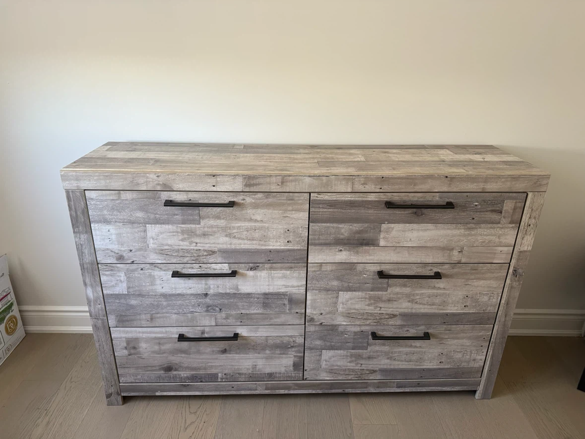 Rustic Wood-Finish 6-Drawer Dresser