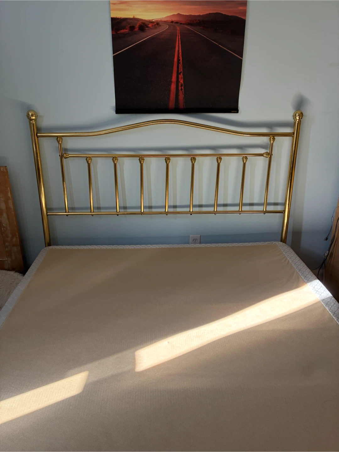 Queen Brass Headboard + Metal Bed Frame + Box Spring - photo 2