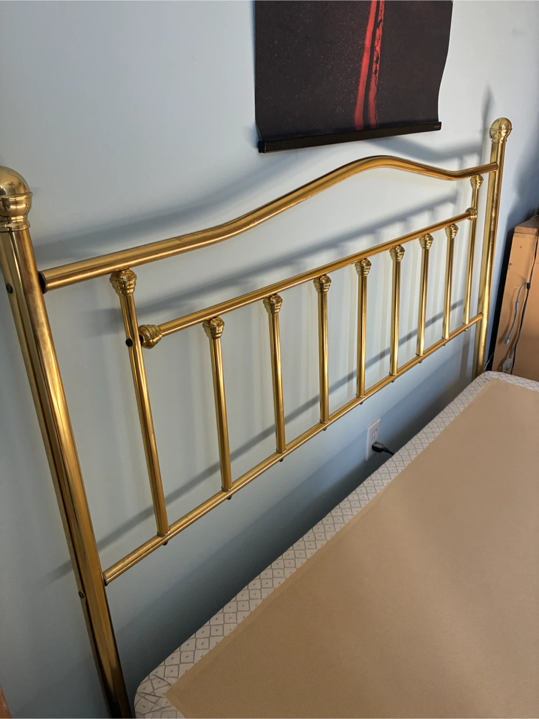 Queen Brass Headboard + Metal Bed Frame + Box Spring - photo 3