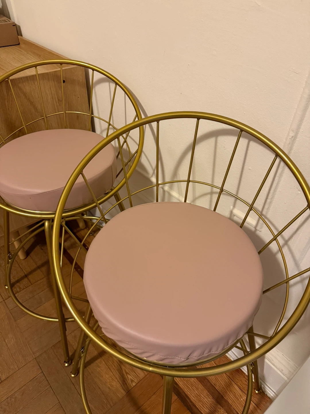 Set of Two Gold Bar Stools (cushion covers are changeable) - photo 2