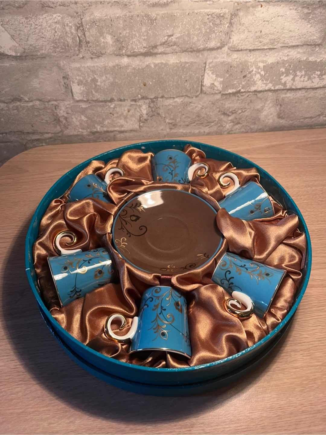 Blue and Gold Espresso Cup and Saucer Set
