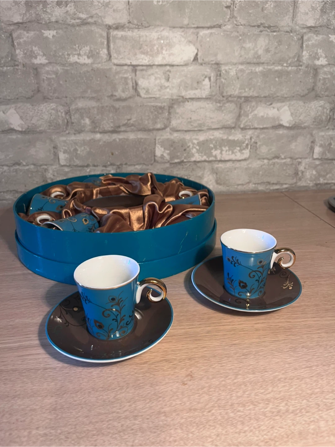 Blue and Gold Espresso Cup and Saucer Set - photo 2