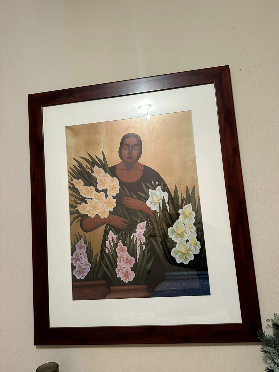 Framed Woman with Flowers Wall Art