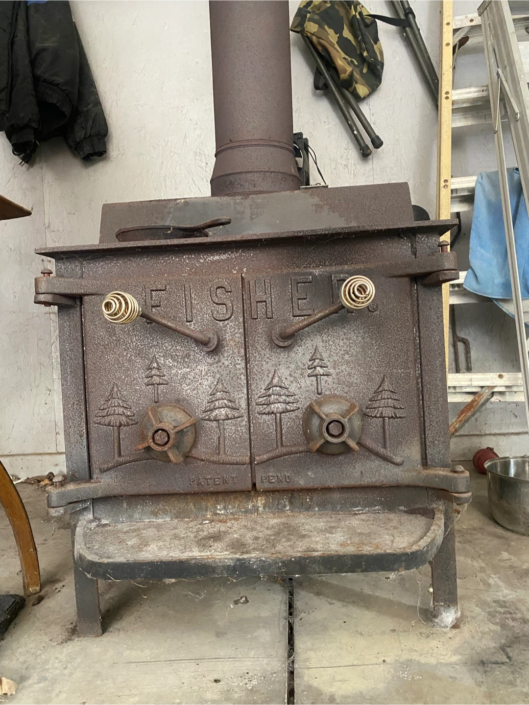 Vintage  Fisher Cast Iron Wood Stove