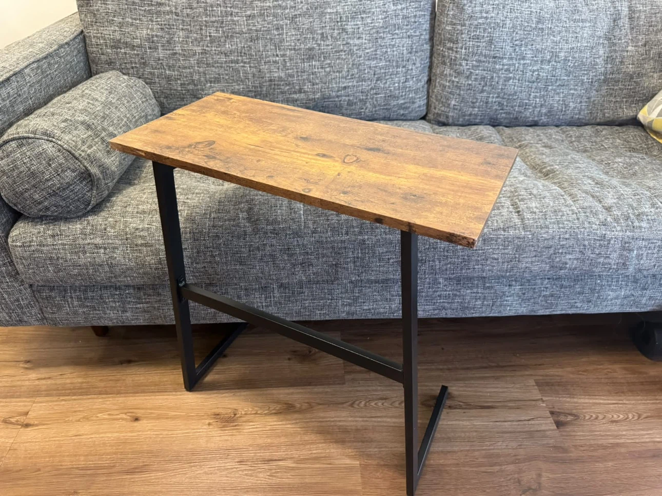 Rustic C-Shaped Side Table