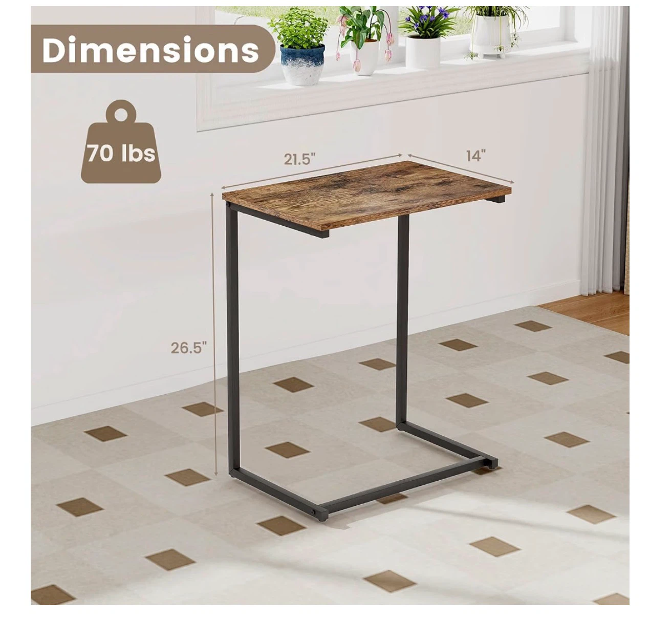 Rustic C-Shaped Side Table - photo 4