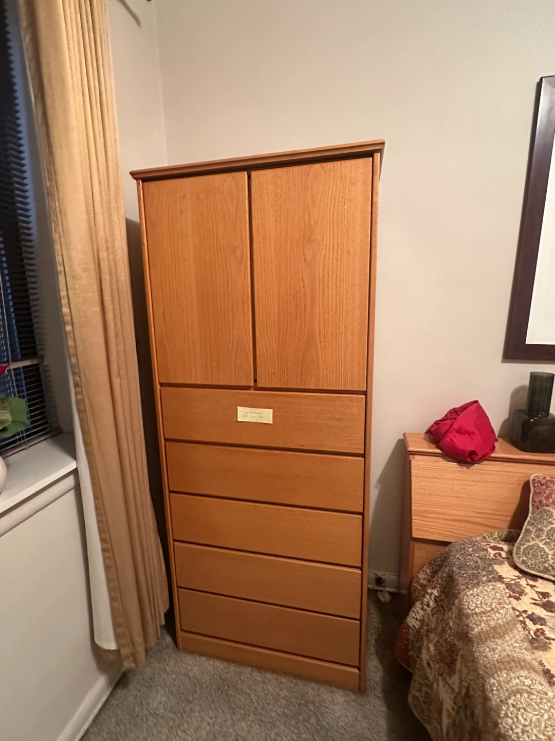 Tall Solid Wooden Dresser and Armoire Combo
