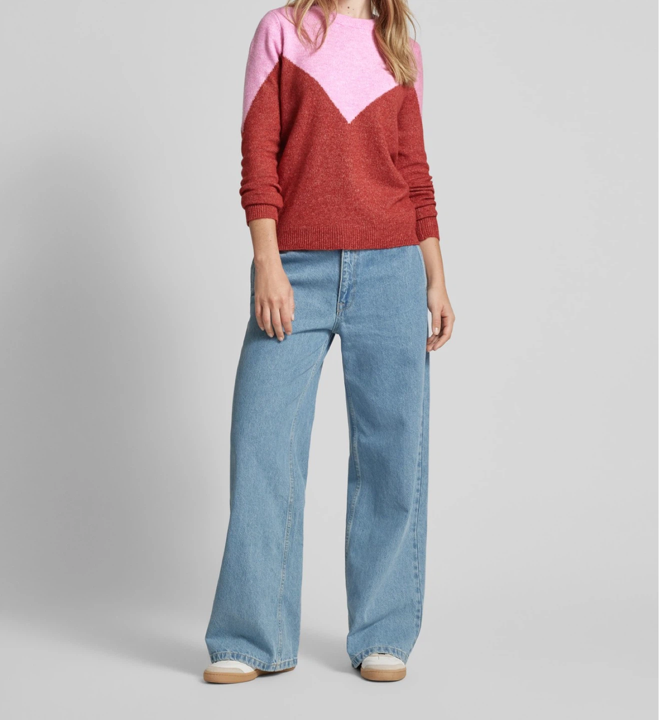Vero Moda Pink and Red Sweater - Medium