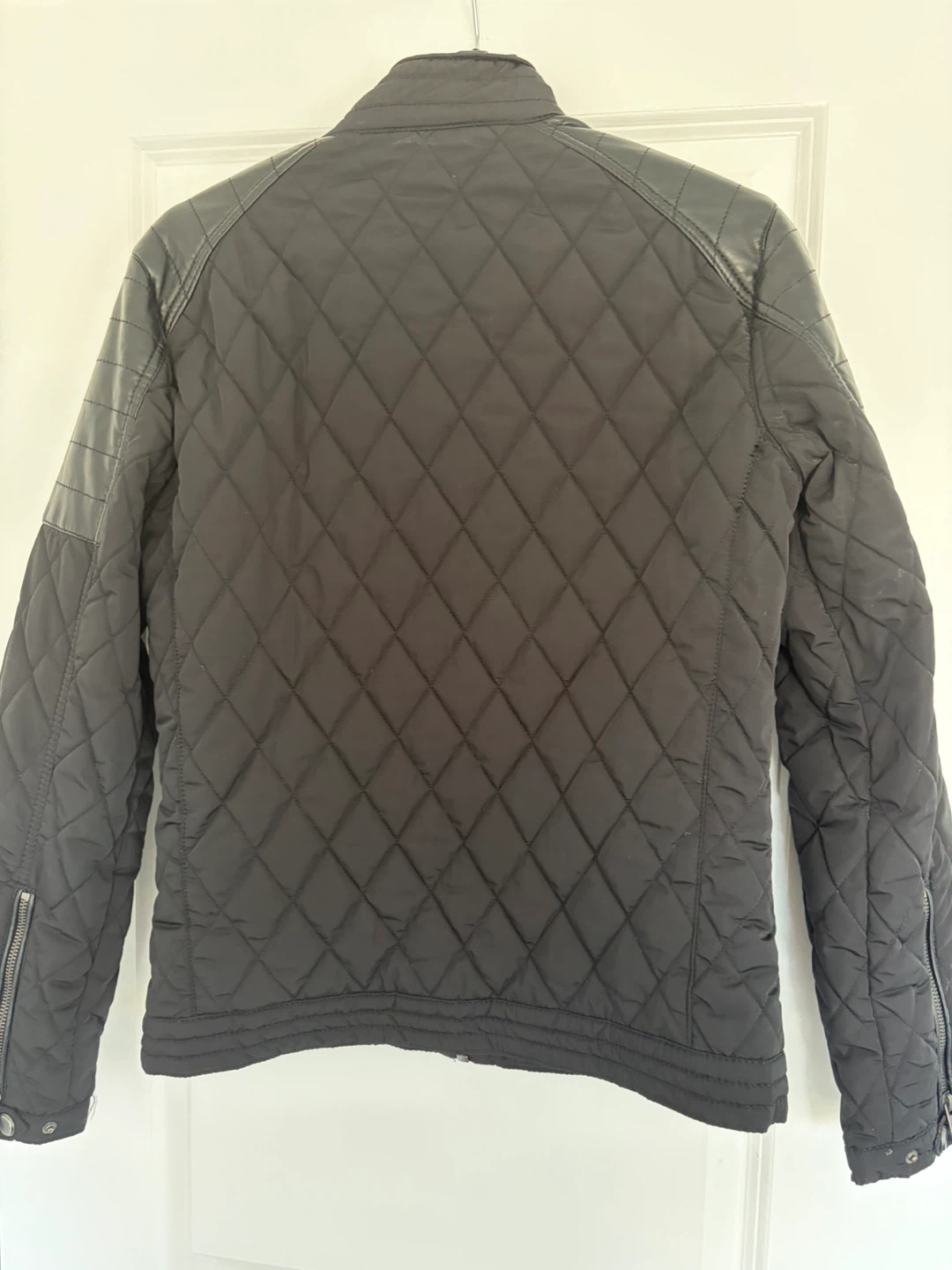 Zara Man Black Quilted Biker Jacket