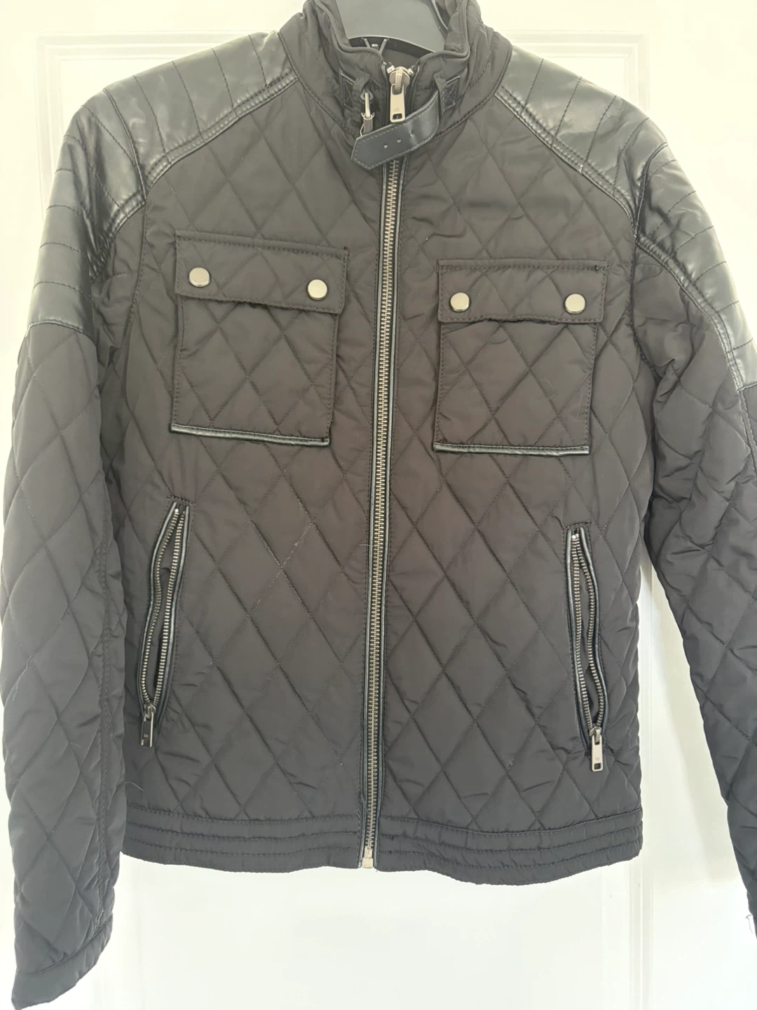Zara Man Black Quilted Biker Jacket - photo 2