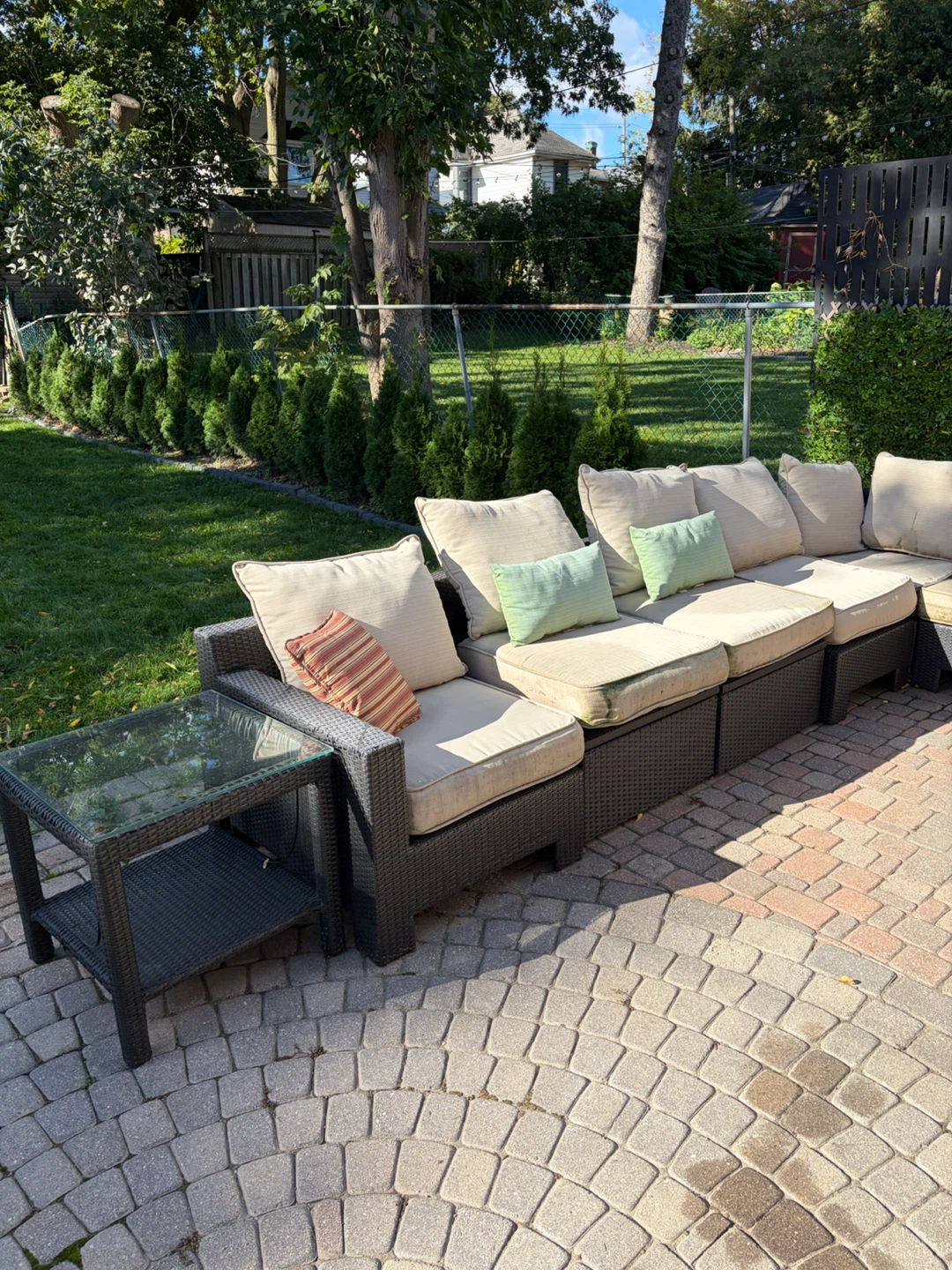 Large Modular Wicker Patio Sectional with Glass Side Table - photo 2