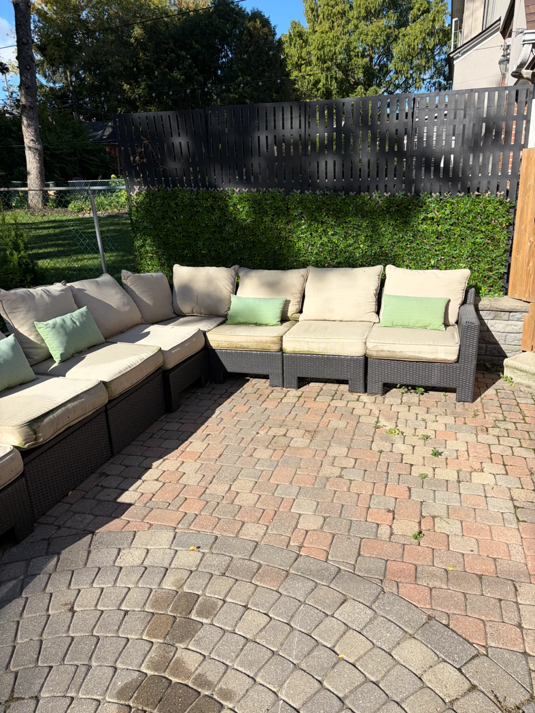 Large Modular Wicker Patio Sectional with Glass Side Table - photo 3