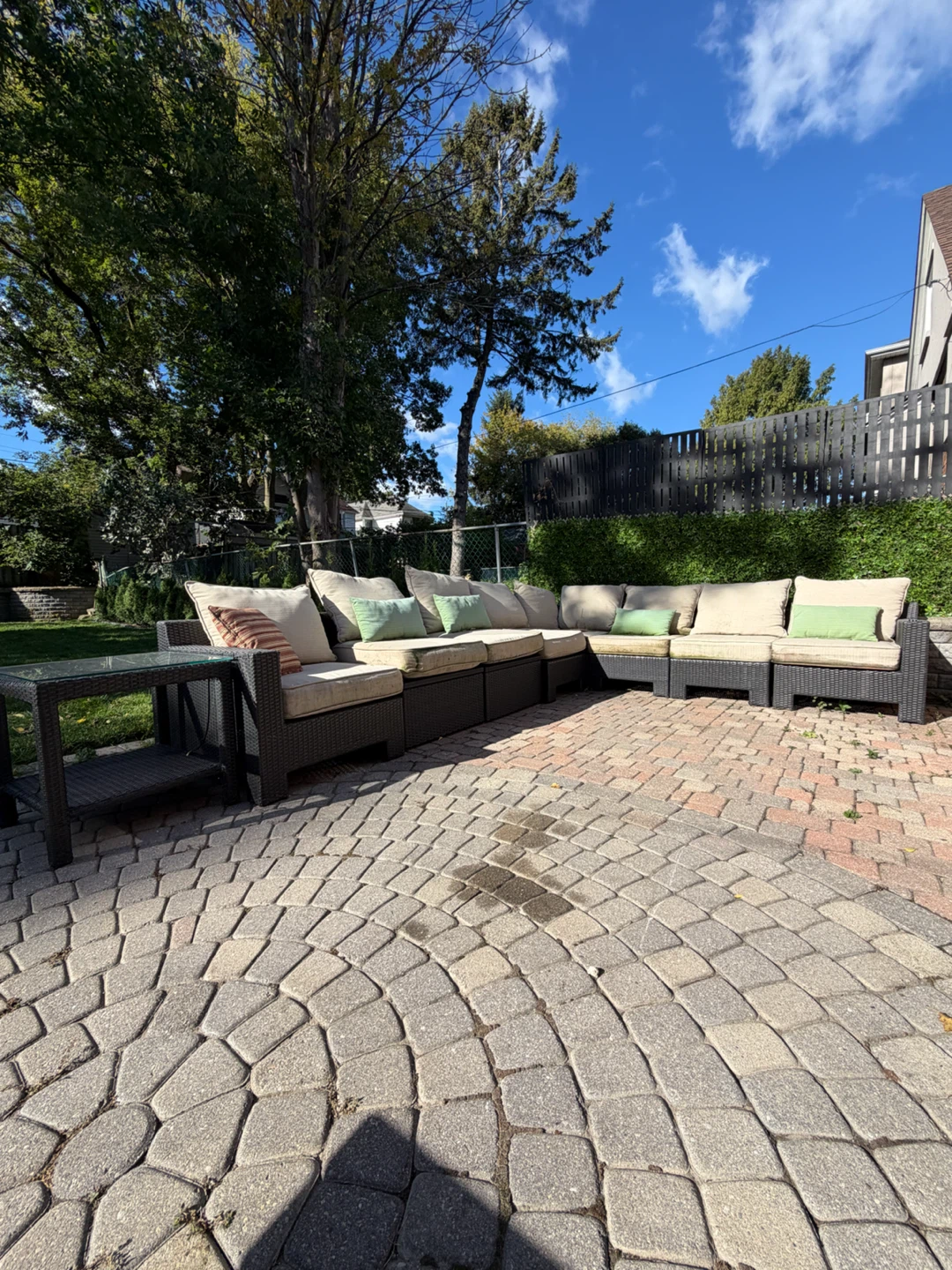 Large Modular Wicker Patio Sectional with Glass Side Table - photo 4