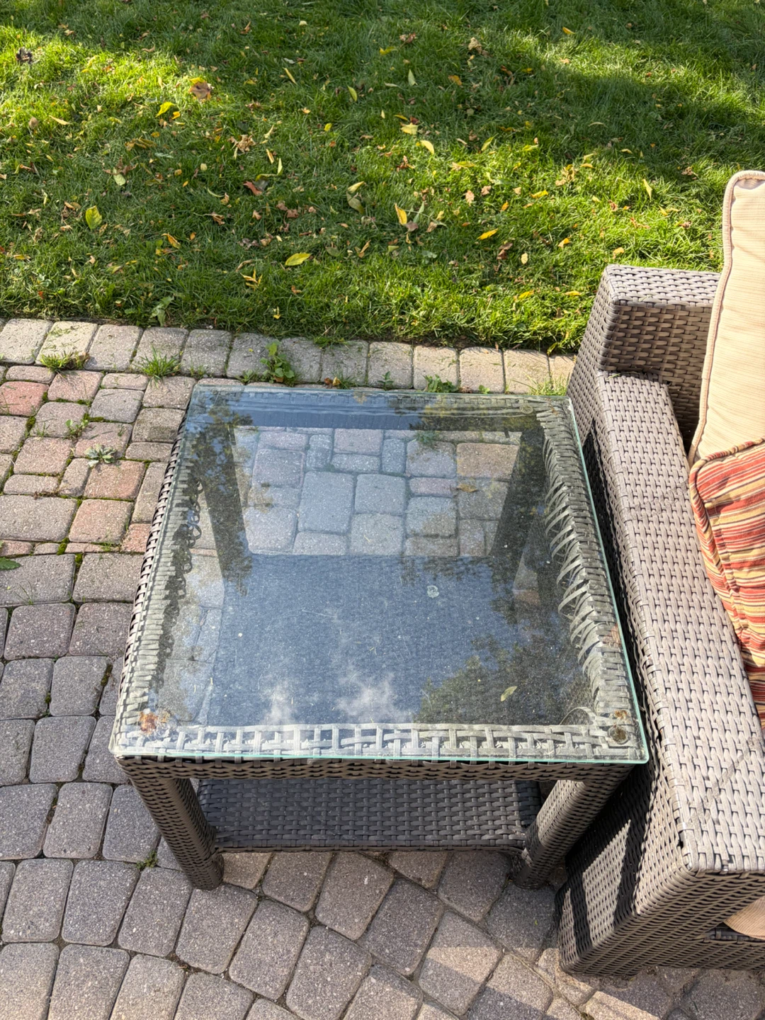 Large Modular Wicker Patio Sectional with Glass Side Table - photo 5
